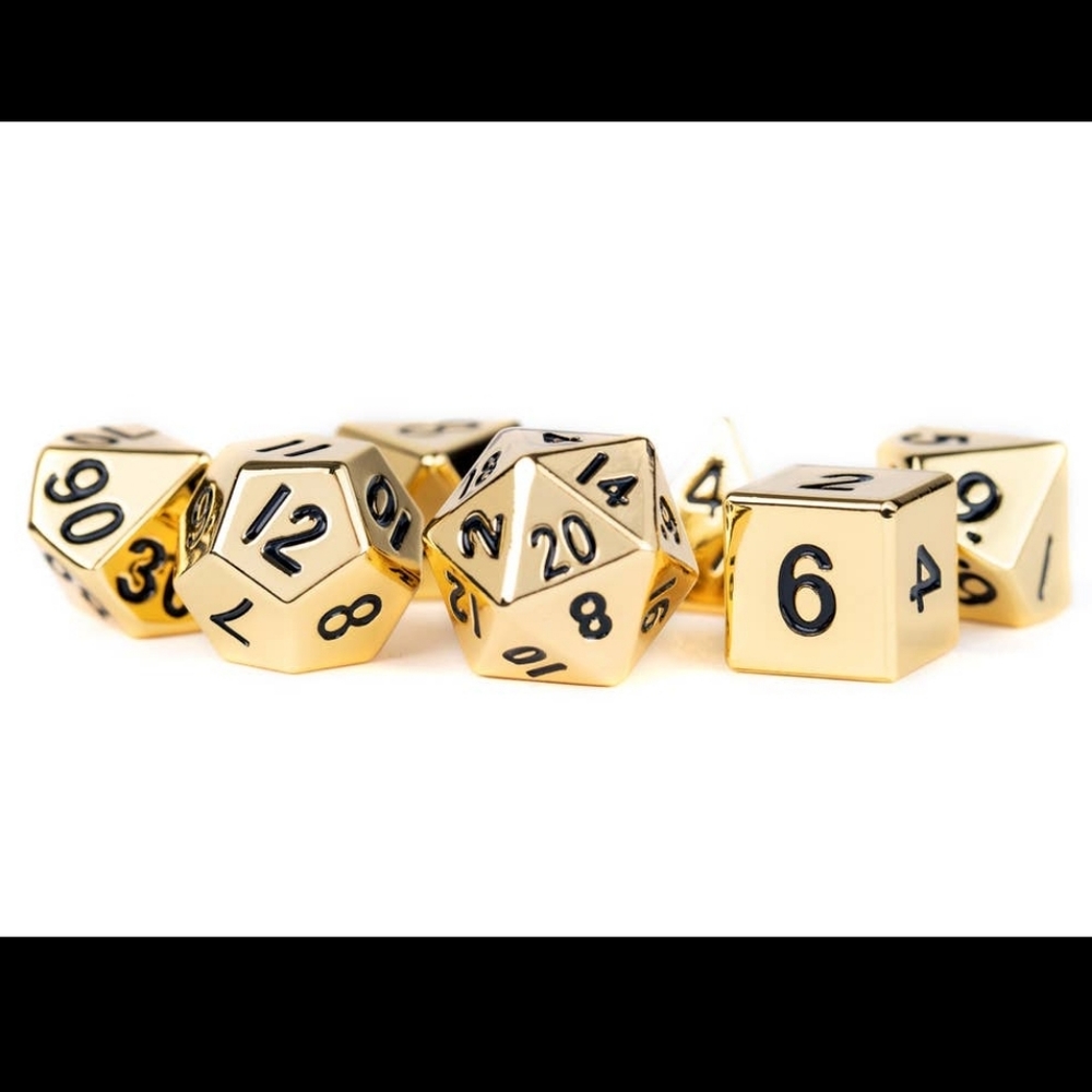 16mm Gold Enamel Metal Dice Polyhedral Set